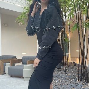 Black cropped jean jacket